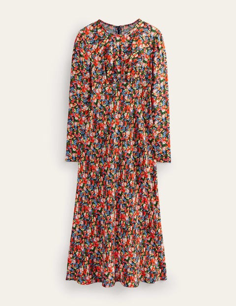 Curved Waist Maxi Dress - Multi, Moire Bloom | Boden US