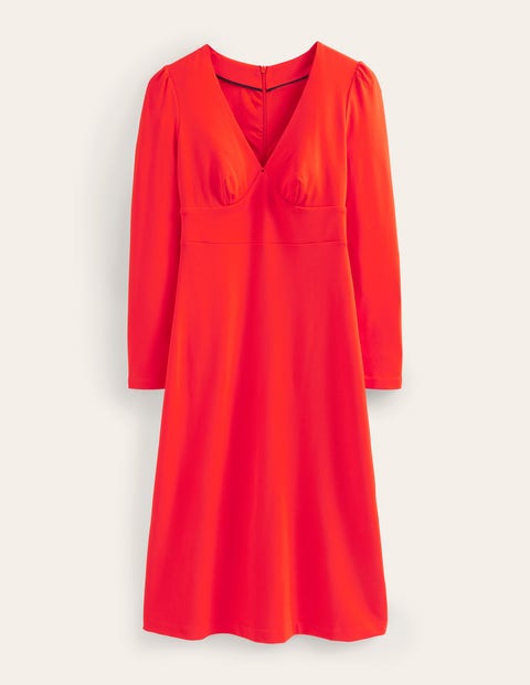 Column Jersey Midi Tea Dress - Red Alert | Boden US