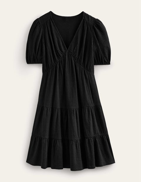 Jersey Seersucker Dress Black Women Boden
