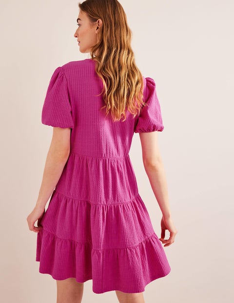 Jersey Seersucker Dress - Rose Violet | Boden UK