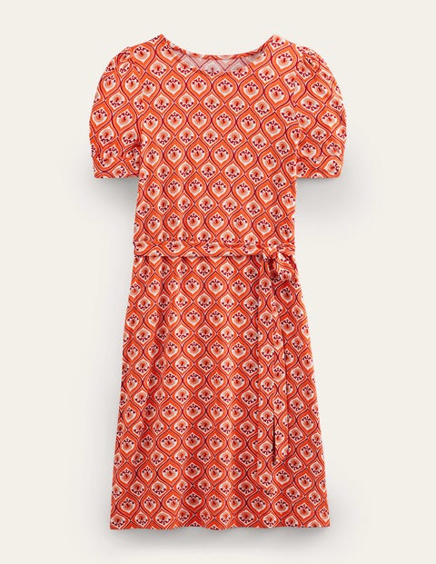 Knot Detail Jersey Mini Dress Orange Women Boden