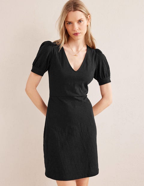 V-Neck Jersey Mini Dress - Black | Boden UK