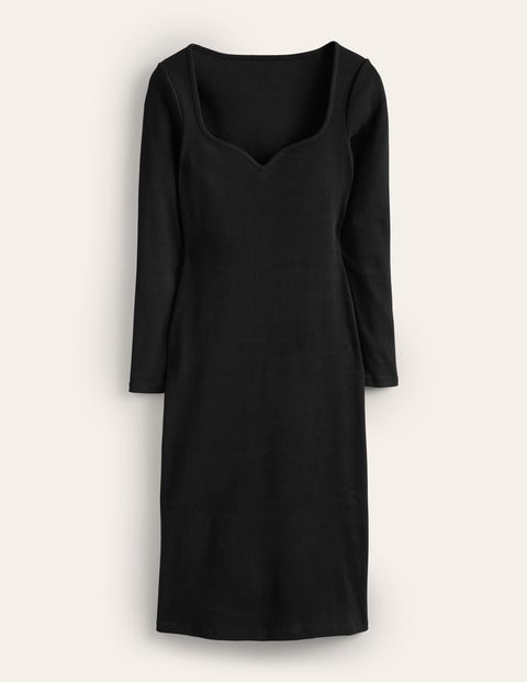 Sweetheart Ribbed Jersey Dress Black Boden US