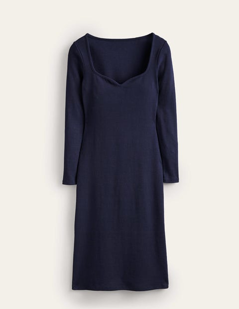 Sweetheart Ribbed Jersey Dress Blue Women Boden