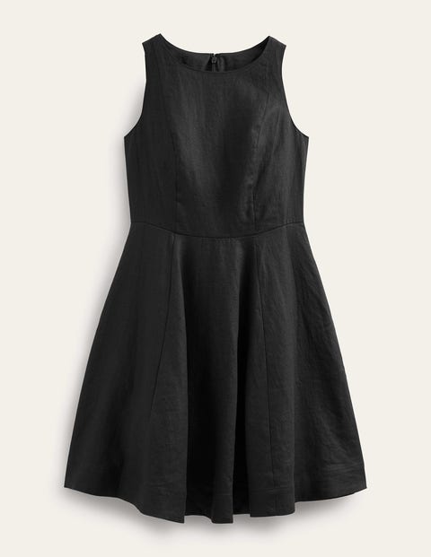 Fit-and-Flare Linen Mini Dress Black Women Boden