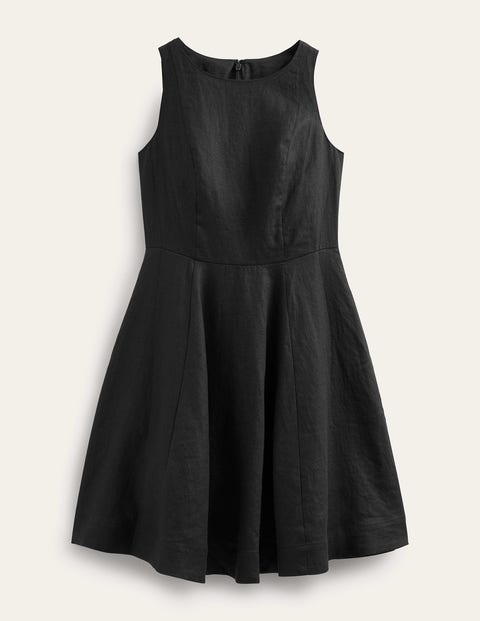 mini-robe ajustée-évasée en lin femme boden, blk