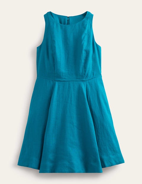 Boden Fit-and-flare Linen Mini Dress Teal Women