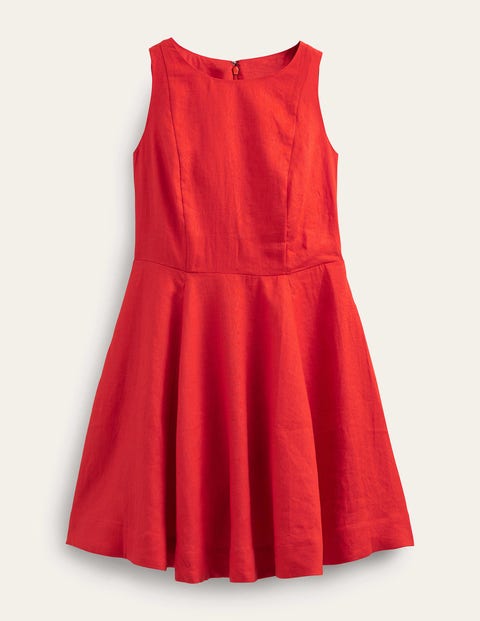 Fit-and-Flare Linen Mini Dress Orange Women Boden