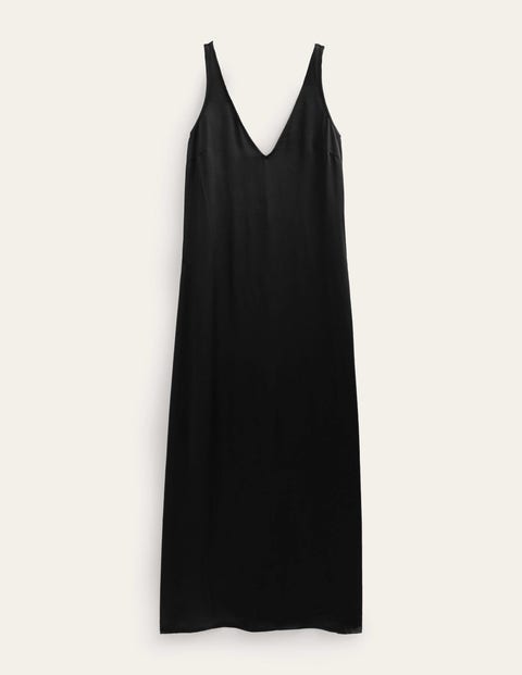 Boden Satin Slip Maxi Dress Black Women
