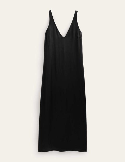 Satin Slip Maxi Dress Black Women Boden