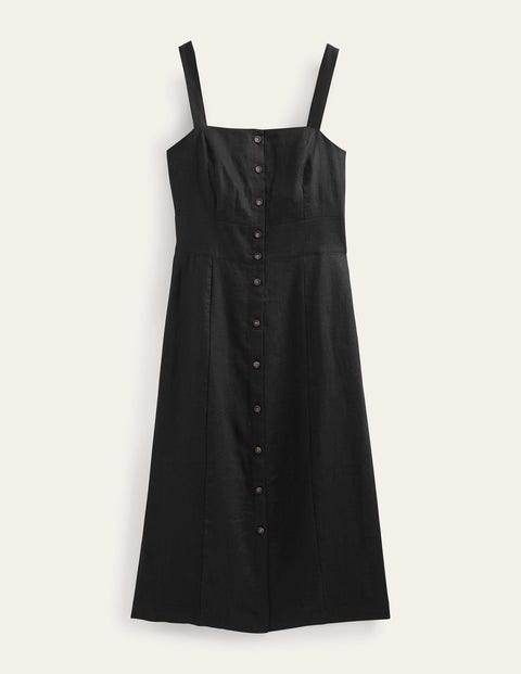 Strappy Linen Midi Dress Black Women Boden