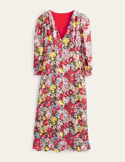 Button Detail Satin Tea Dress Multicouloured Women Boden