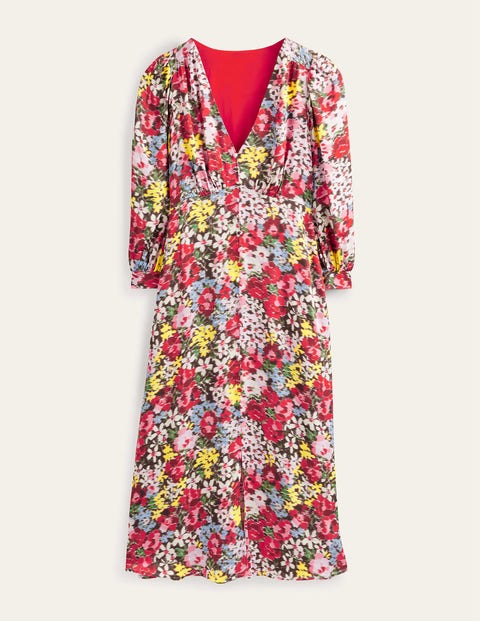 Curved Waist Maxi Dress - Multi, Moire Bloom | Boden US