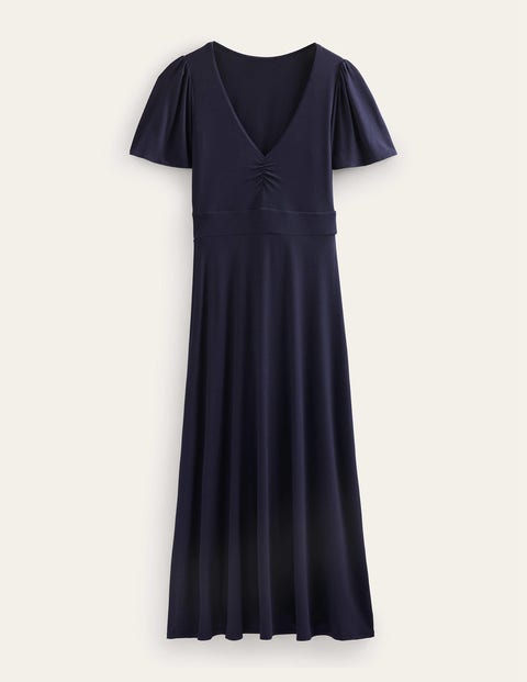 Kleid mit V-Ausschnitt Damen Boden, Marineblau