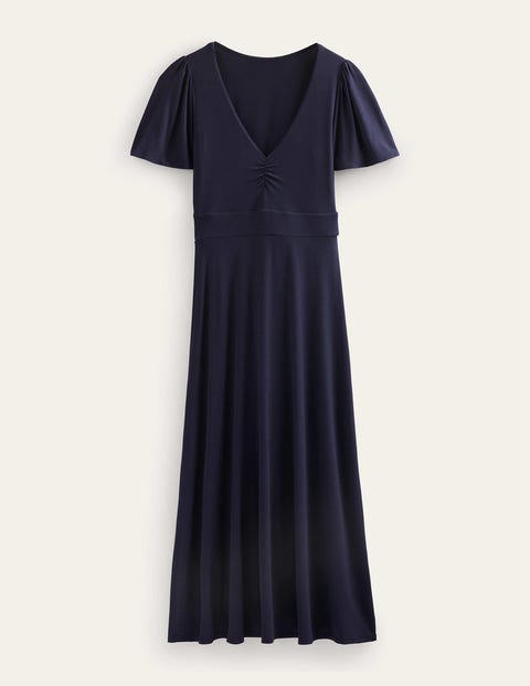 V-Neck Jersey Midi Dress Blue Women Boden