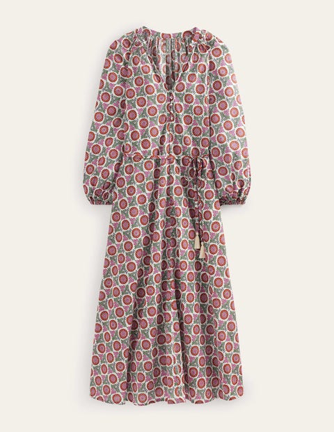 Boden Notch-neck Cotton Maxi Dress Gin Fizz, Sunflower Sprig Women