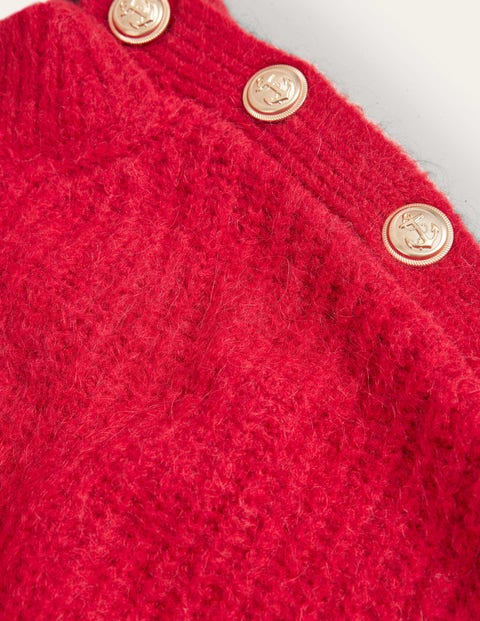 Fluffy Ribbed Button Jumper - Ruby | Boden UK