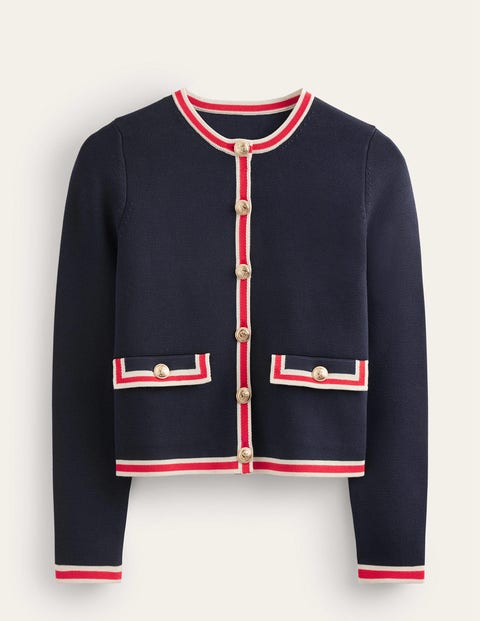 Boden Cropped Knitted Jacket Navy Women