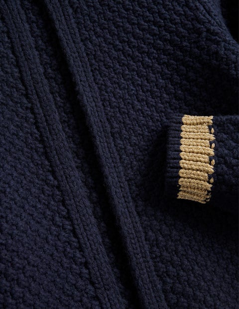 Gilet texturé en laine épaisse - Bleu marine, doré