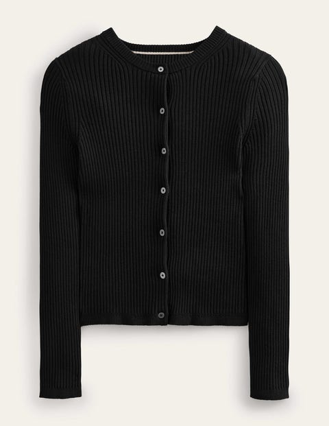 Ribbed Detail Cardigan Black Women Boden