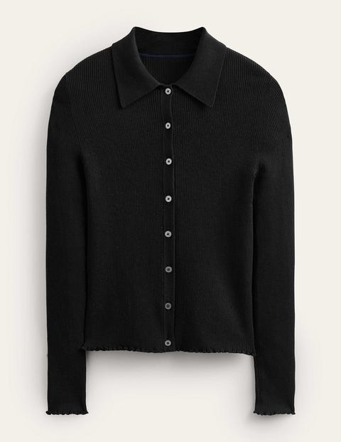 Ribbed Fitted Shirt Black Women Boden