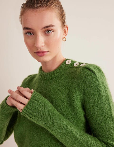 Fluffy Button Shoulder Jumper - Broad Bean | Boden EU