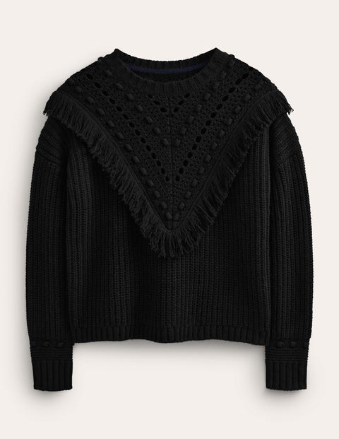 Black fringe jumper hotsell