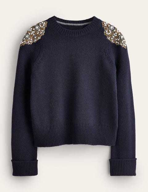 Embellished Jumper Navy Embellishment Boden UK