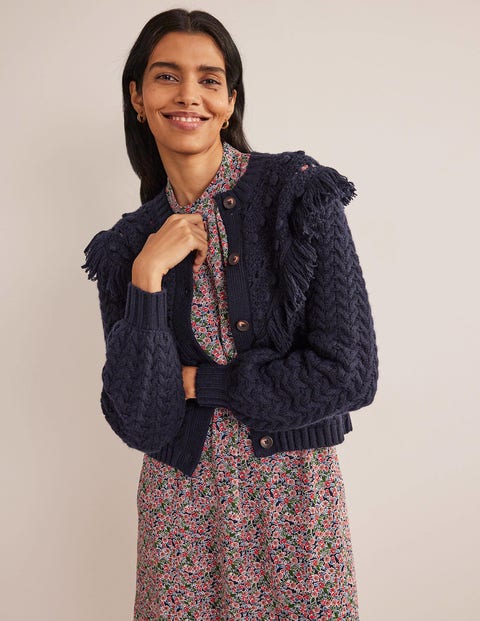 Fringe Detail Cardigan - Ivory | Boden US