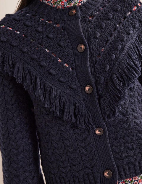 Fringe Detail Cardigan - Ivory | Boden US