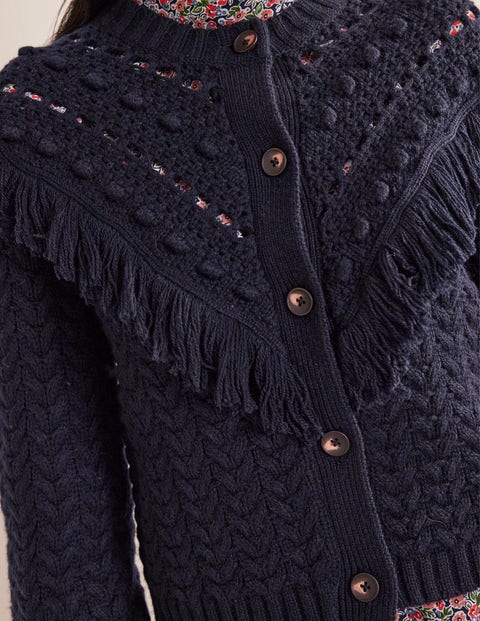 Fringe Detail Cardigan - Navy | Boden UK