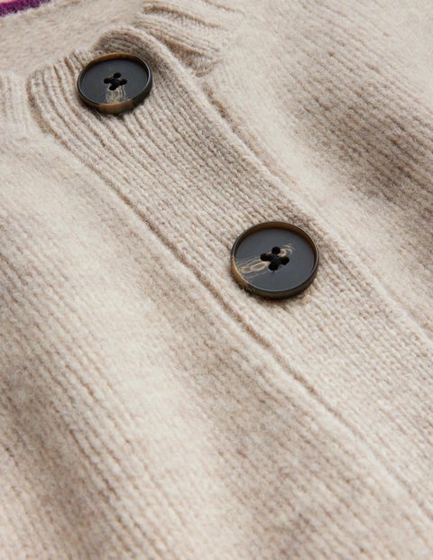 Brushed Wool Cropped Cardigan - Oatmeal Melange | Boden UK