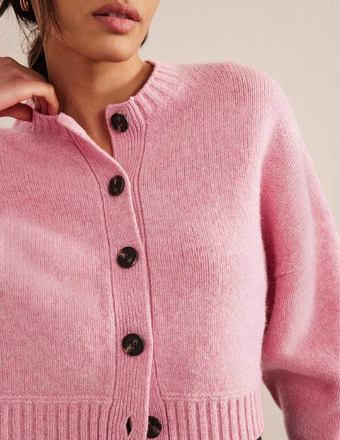 Brushed Wool Cropped Cardigan - Pink Lemonade | Boden EU
