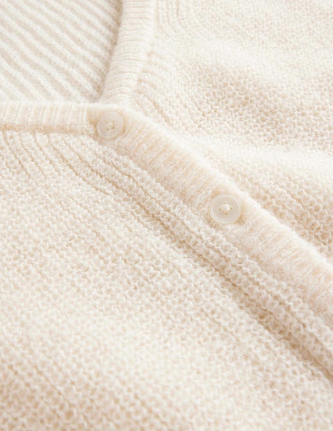 Fluffy Cropped Cardigan - Warm Ivory | Boden UK
