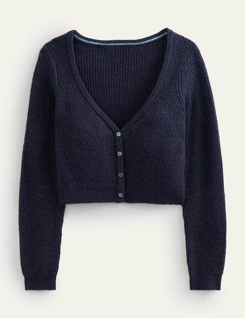 Fluffy Cropped Cardigan Blue Women Boden