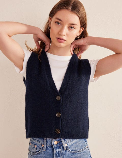 gilet sans manche bleu femme