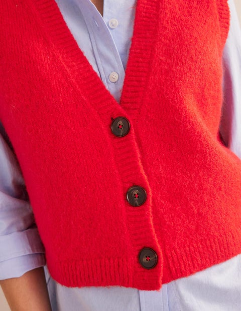 Cropped Fluffy Cardigan Tank - High Risk Red | Boden US