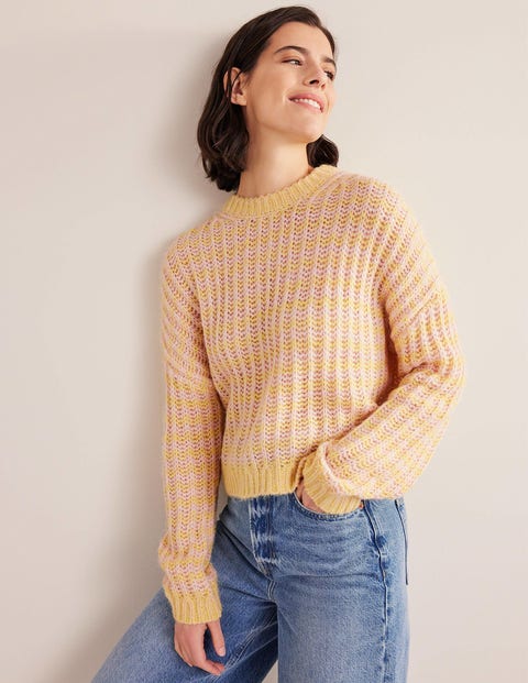 Wide Rib Fluffy Jumper - Yellow Marl | Boden UK