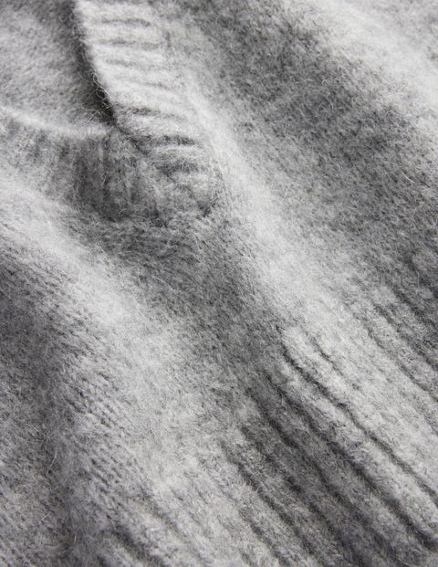 Fluffy Cropped V-Neck Vest - Grey Melange | Boden US