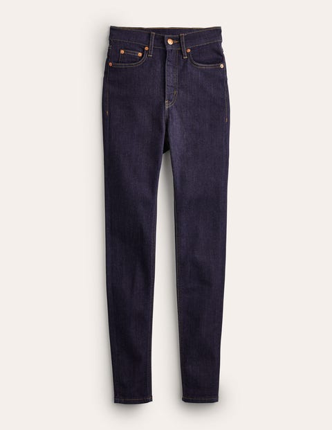 Röhrenjeans mit hohem Bund Damen Boden, Indigo