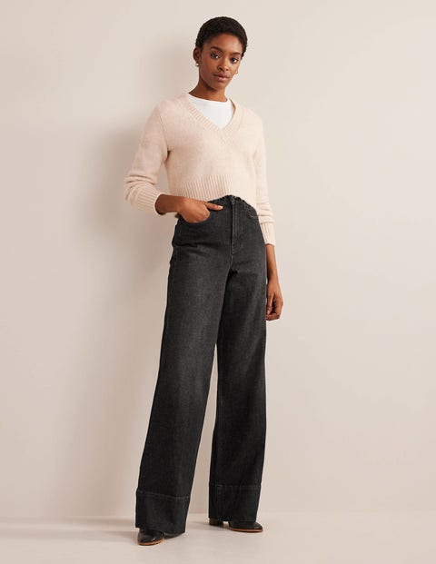 Full Length Straight Jeans - Washed Black | Boden EU