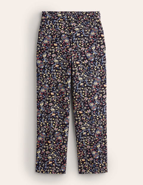 Gerade geschnittene Hose mit 2-Wege-Stretch Damen Boden, Schwarz, Wildblumen-Paisleymuster