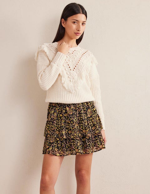 Ruffle Mini Skirt - Black, Wildflower Paisley | Boden UK