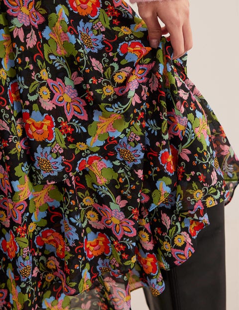 Multi Ruffle Maxi Skirt - Black, Carnation Garden | Boden US