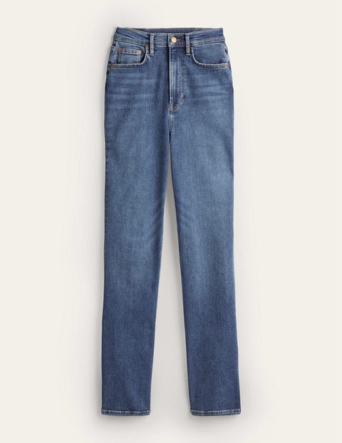 Hoch geschnittene Jeans mit klassisch geradem Bein Damen Boden