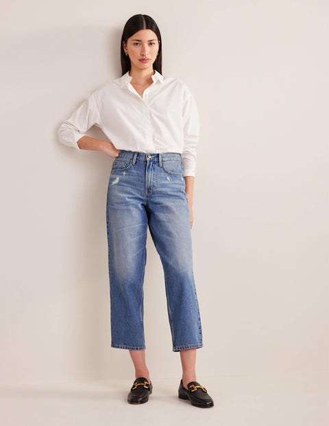 High Rise Tapered Jeans - Light Wash | Boden UK