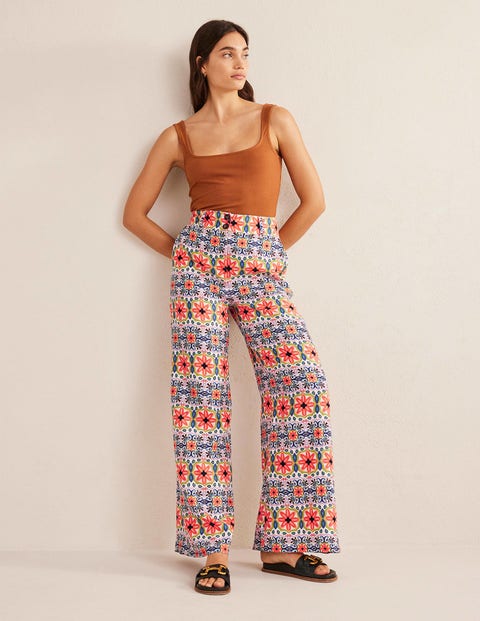 Ethnic Graphic Print Pants Boho High Waist Flared Leg Pants - Temu