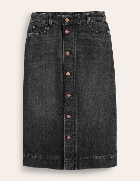 Straight Denim Midi Skirt Black Women Boden