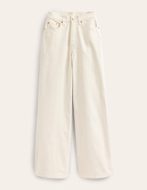 High Rise Wide Leg Jeans - Ecru | Boden US