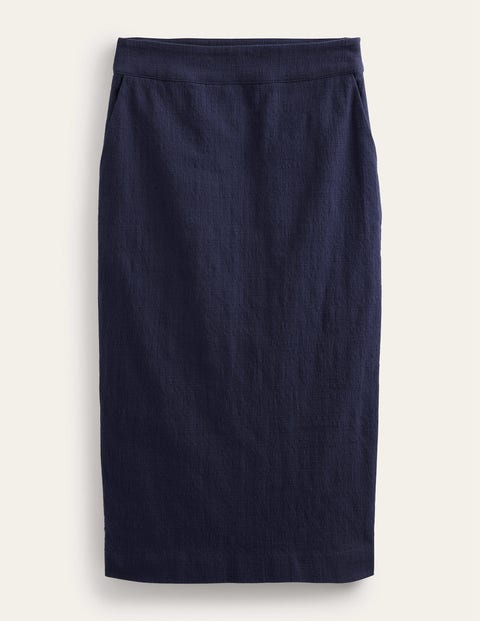 Cotton Textured Pencil Skirt Blue Women Boden